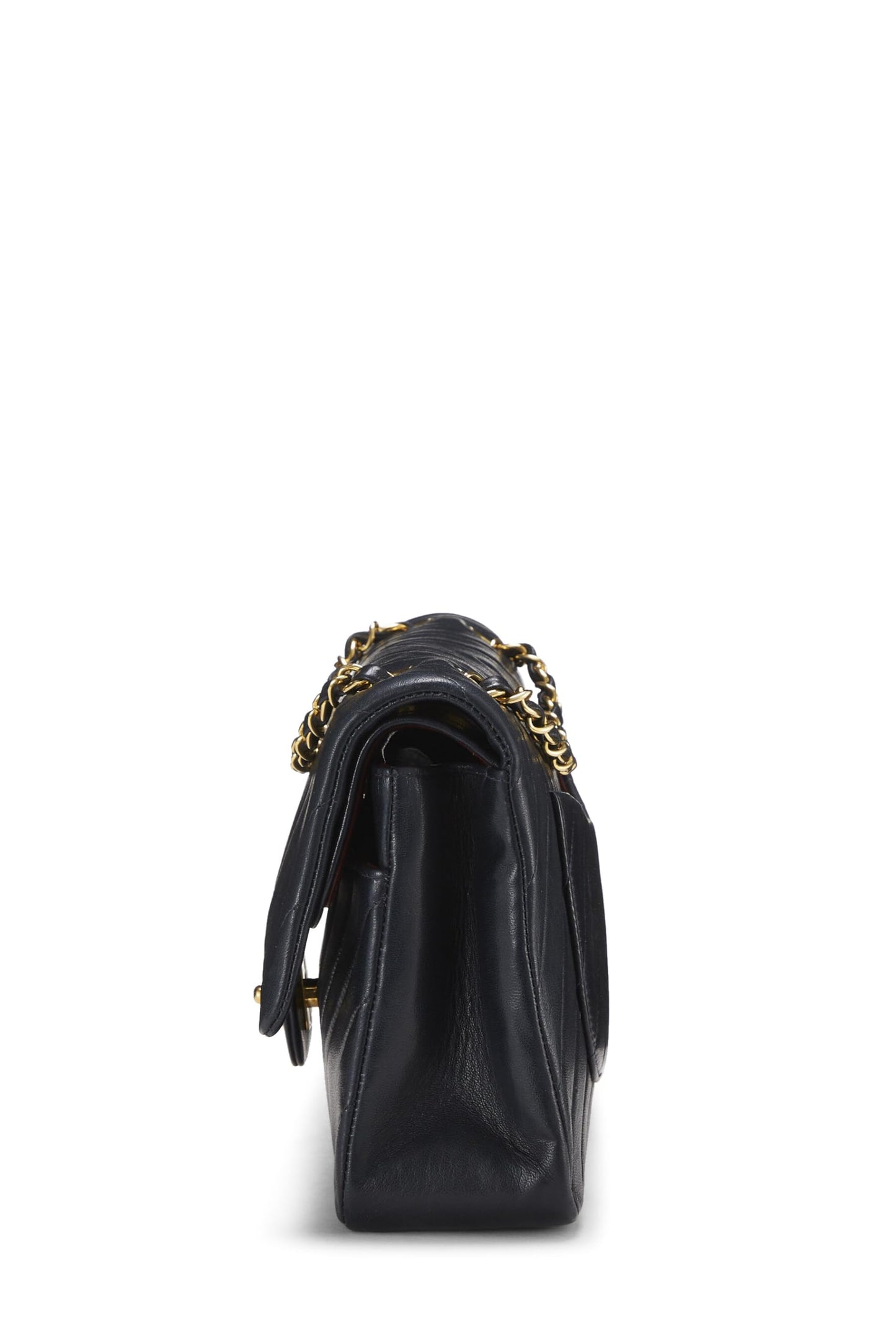 Chanel,  Navy Chevron Lambskin Classic Double Flap Medium, Navy