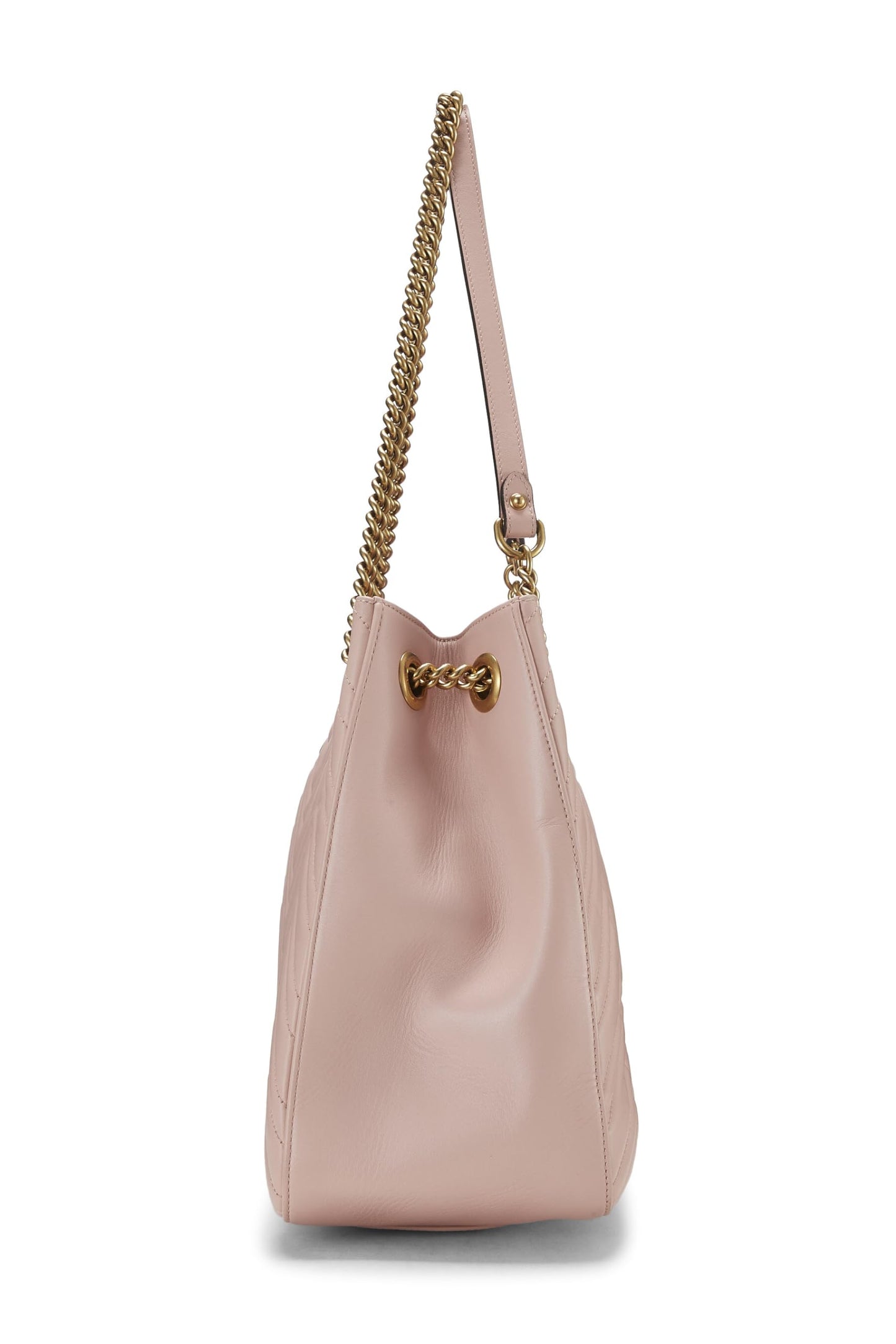 Gucci,  Pink Leather GG Marmont Chain Tote, Pink
