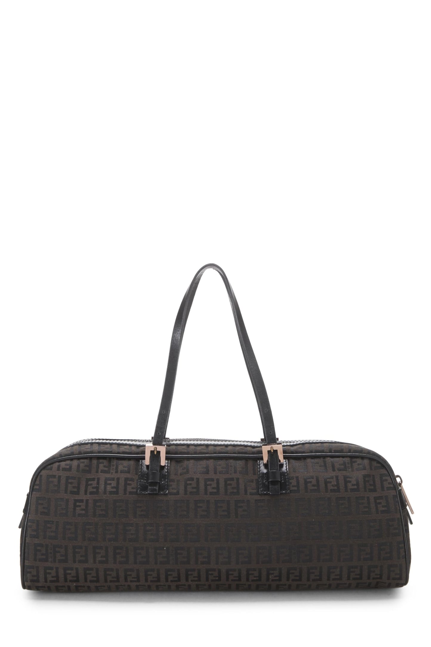 Fendi,  Brown Zucchino Canvas Handbag Long, Black