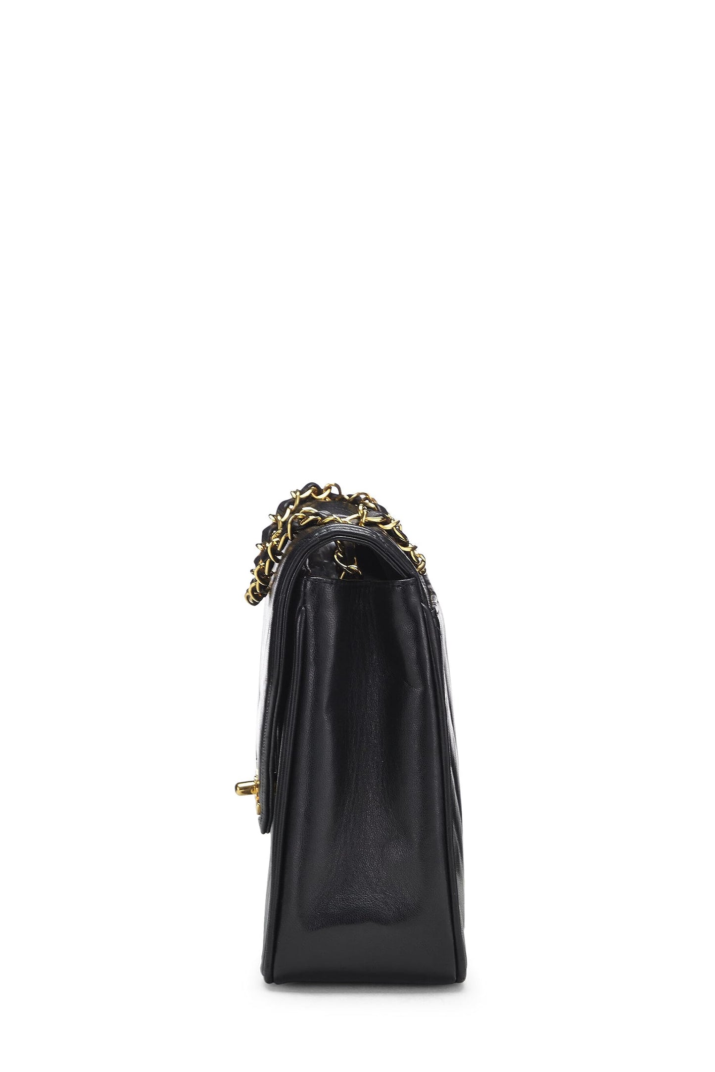 Chanel,  Black Chevron Lambskin Envelope Flap Small, Black