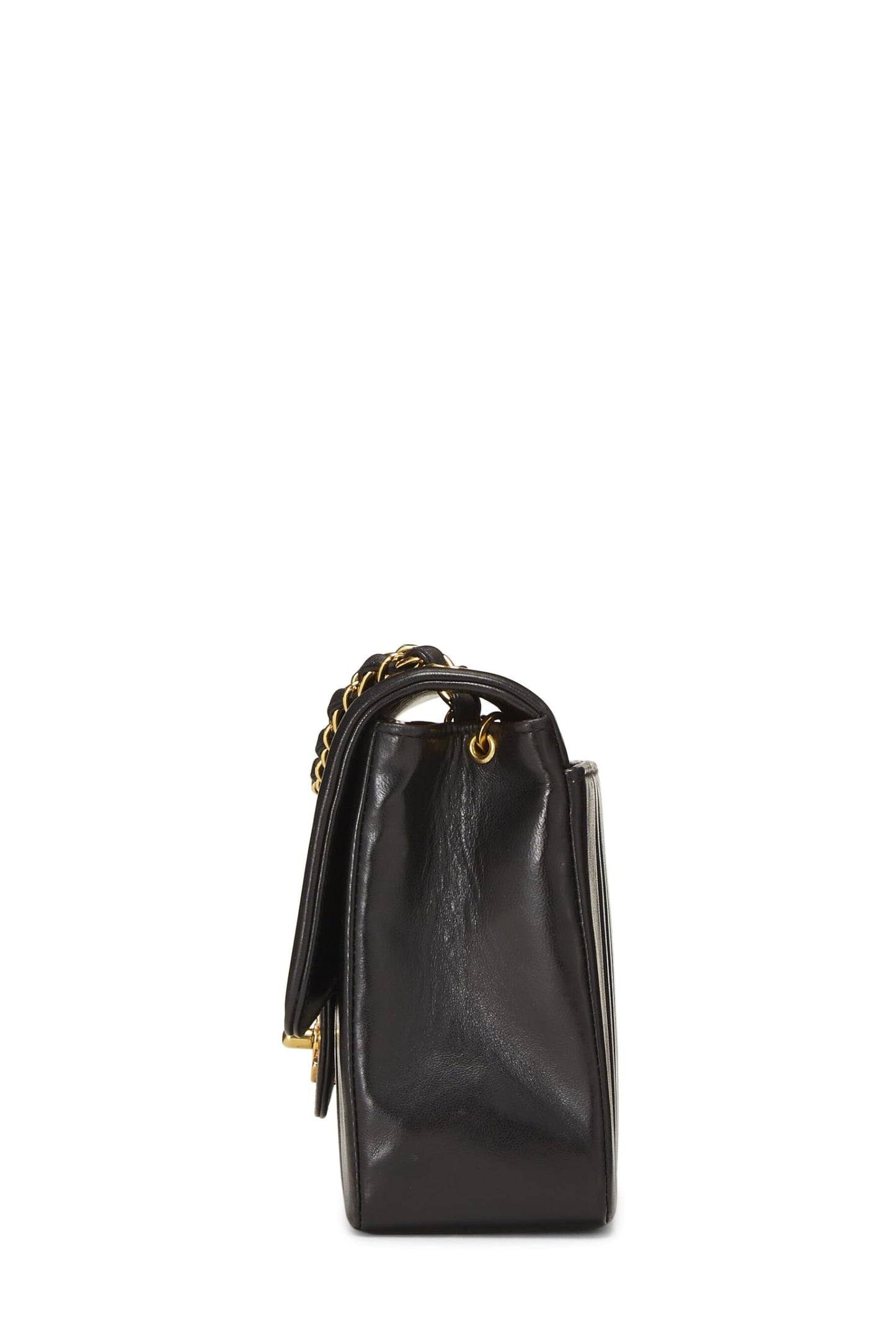 Chanel,  Black Lambskin Vertical Flap Medium, Black