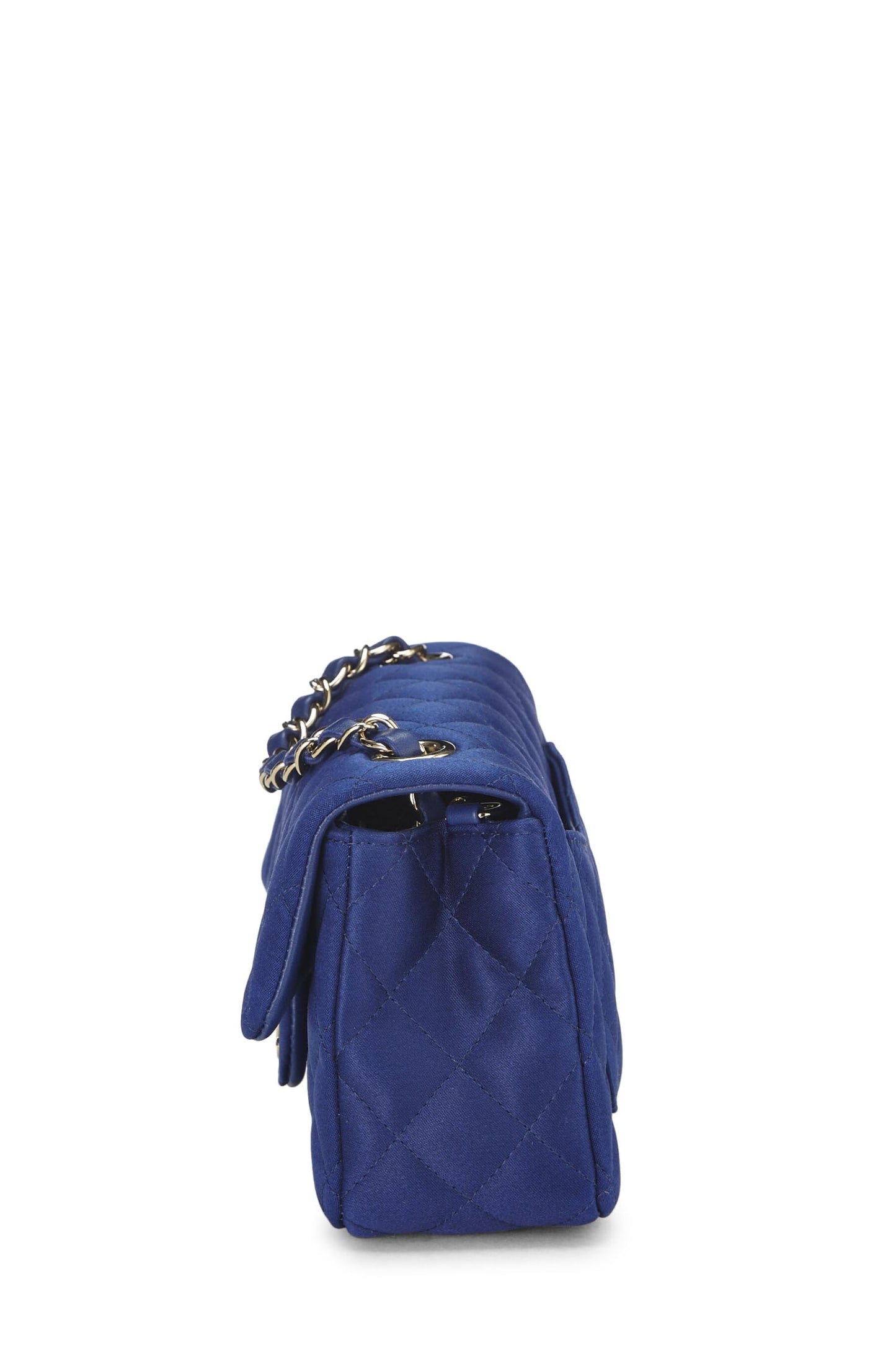 Chanel,  Navy Satin Rectangular Flap Small, Navy