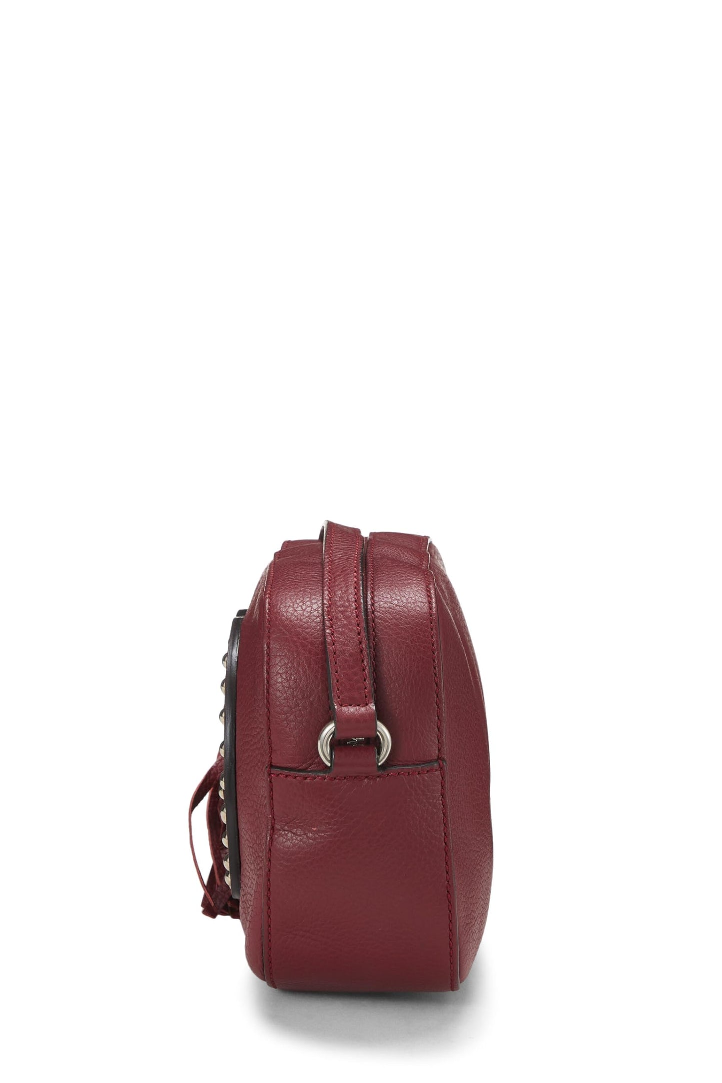 Gucci,  Burgundy Grained Leather Studded Soho Disco, Burgundy