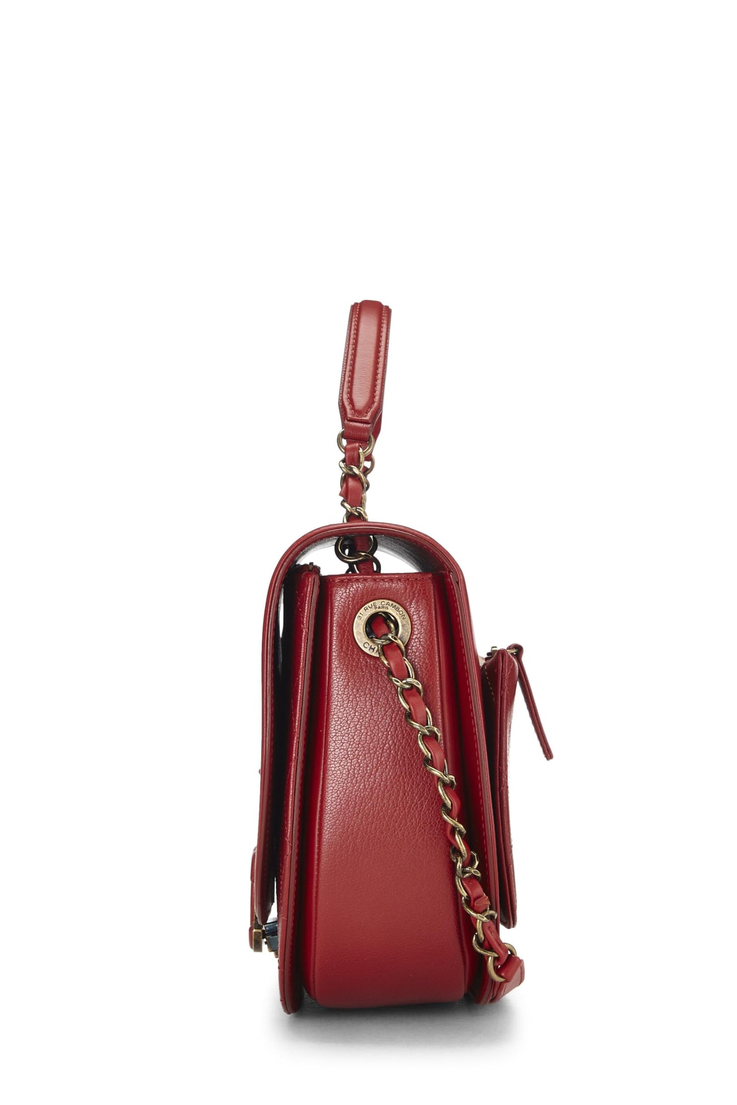 Chanel,  Red Calfskin Coco Curve Flap Medium, Red