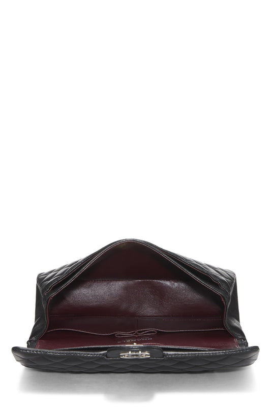 Chanel,  Black Quilted Lambskin Classic Double Flap Medium, Black