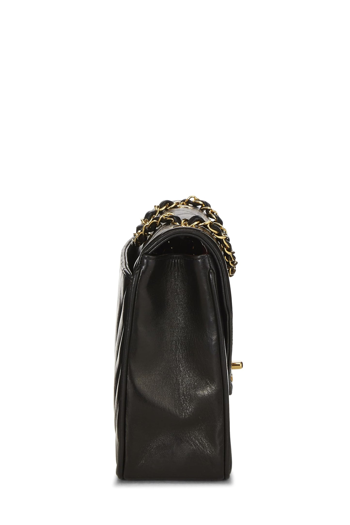 Chanel,  Black Chevron Lambskin Envelope Flap Small, Black