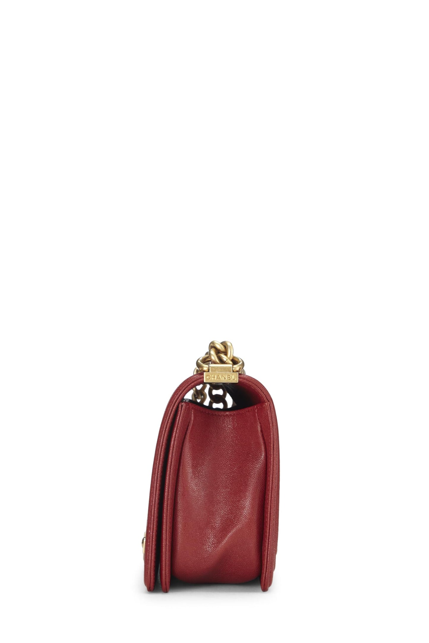Chanel,  Red Quilted Caviar Boy Bag Medium, Red