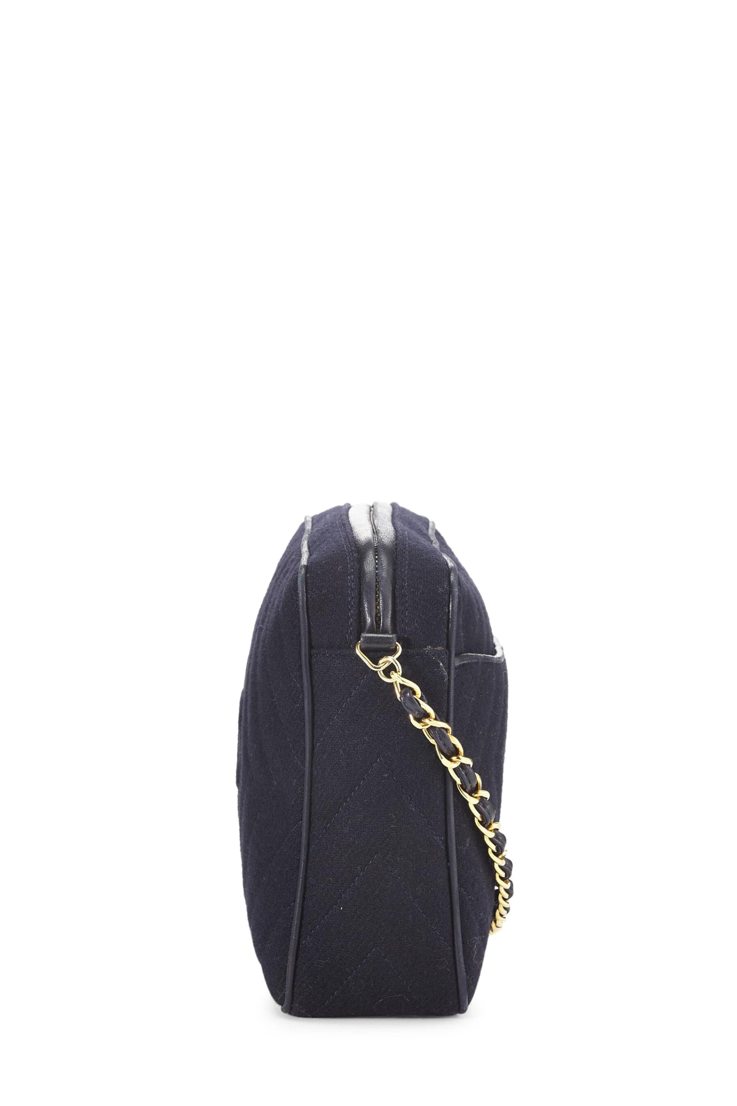 Chanel,  Navy Wool Diamond 'CC' Camera Bag Medium, Navy