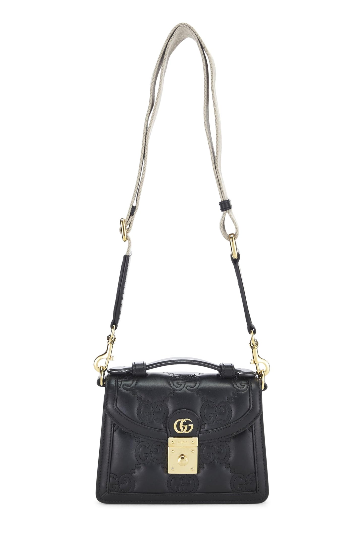 Gucci,  Black GG MatelassÃƒÆ’Ã‚Â© Leather Top Handle Small, Black