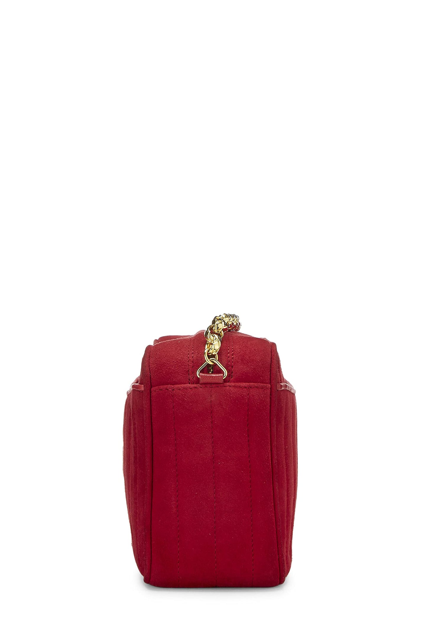 Chanel,  Red Vertical Suede Pocket Camera Bag Small , Red