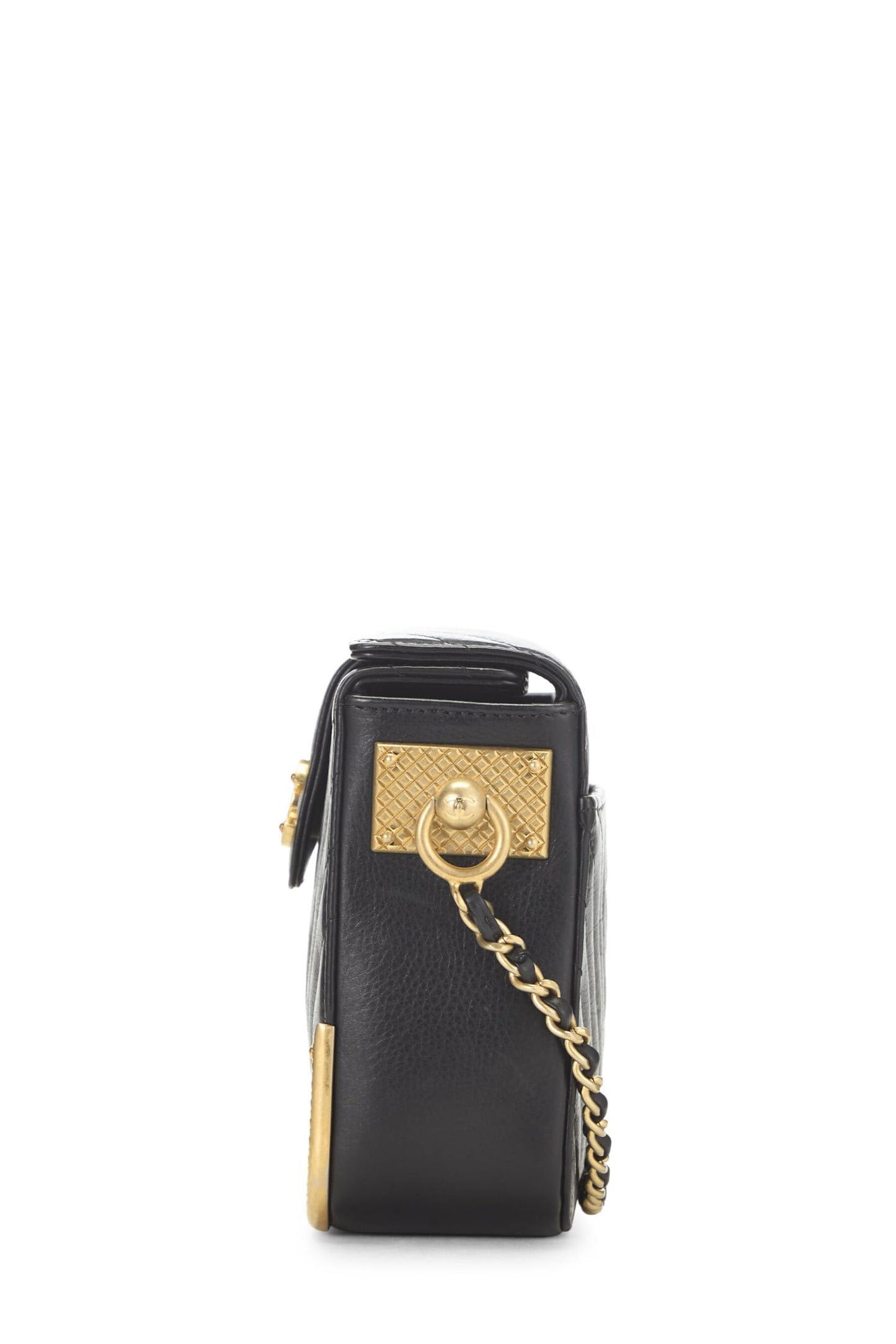 Chanel,  Paris-Cosmopolite Black Chevron Calfskin Rock the Corner Minaudiere, Black