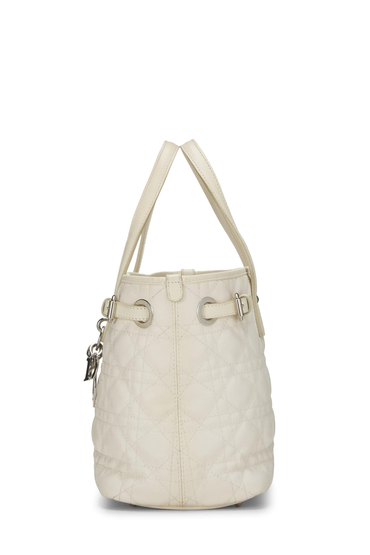Dior,  White Cannage Coated Canvas Panarea Tote Small, White