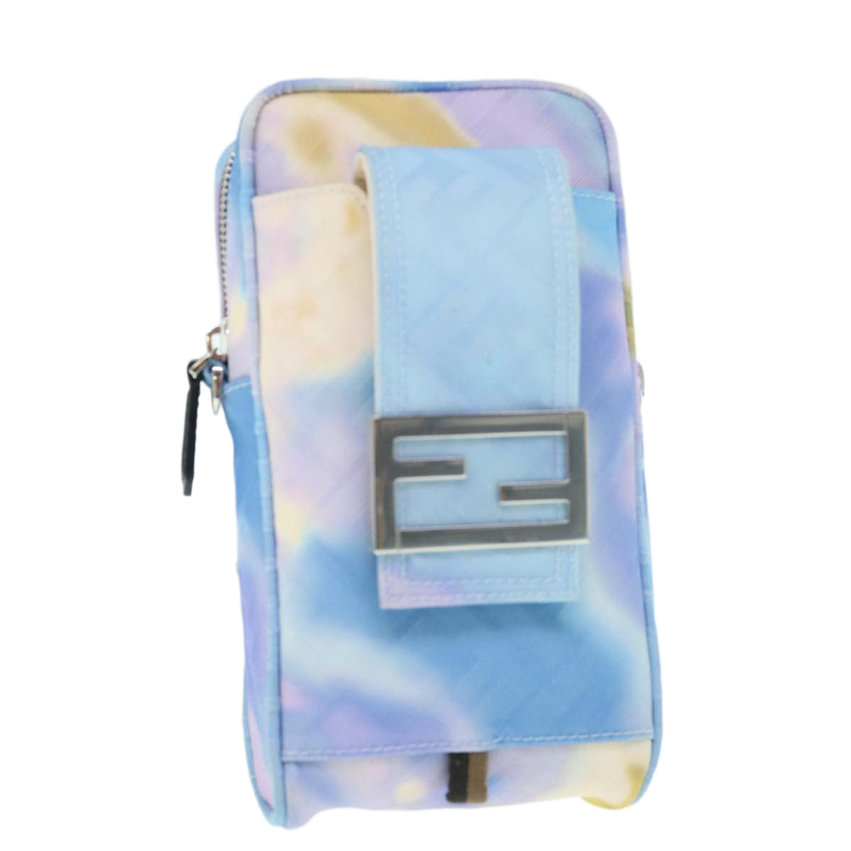 FENDI Zucca Canvas Shoulder Bag Light Blue 62025A