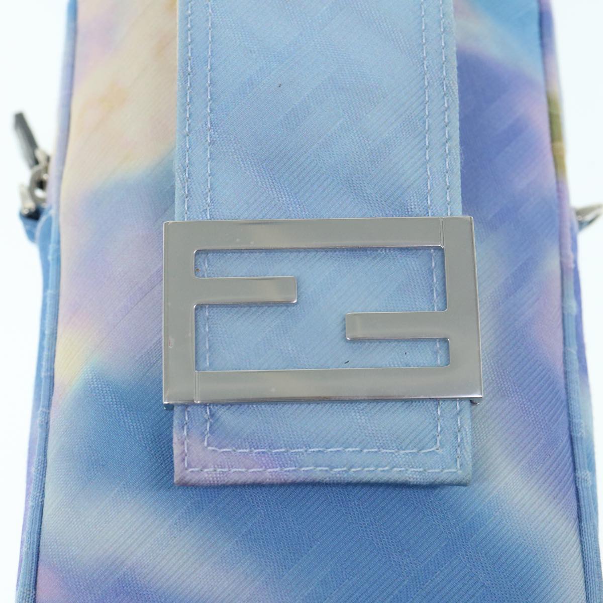 FENDI Zucca Canvas Shoulder Bag Light Blue 62025A