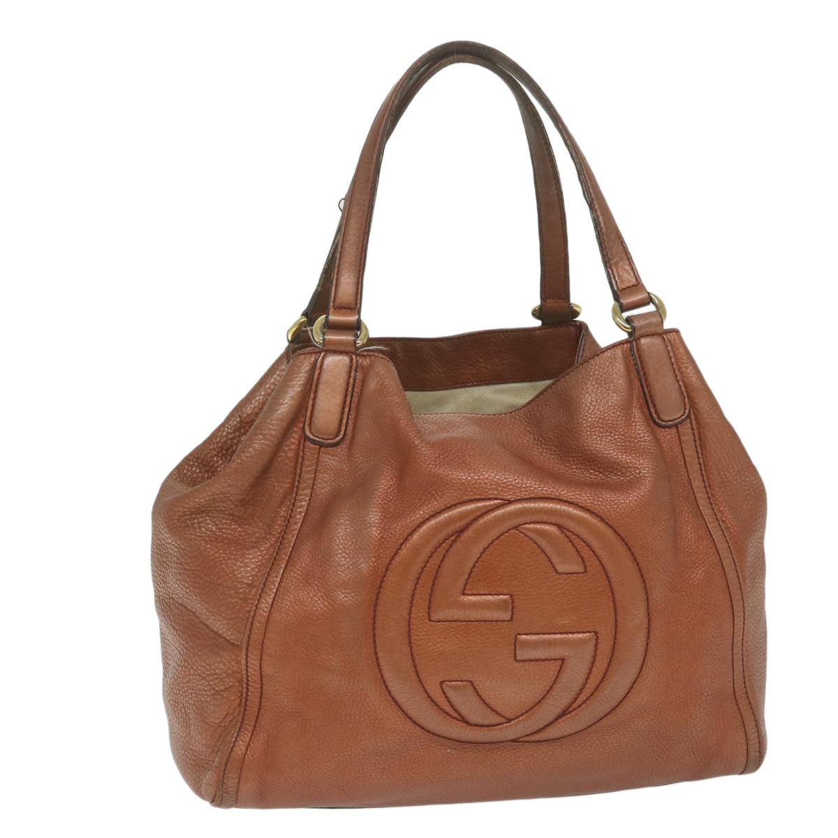 GUCCI Soho Tote Bag Leather Bronze 282309 62081