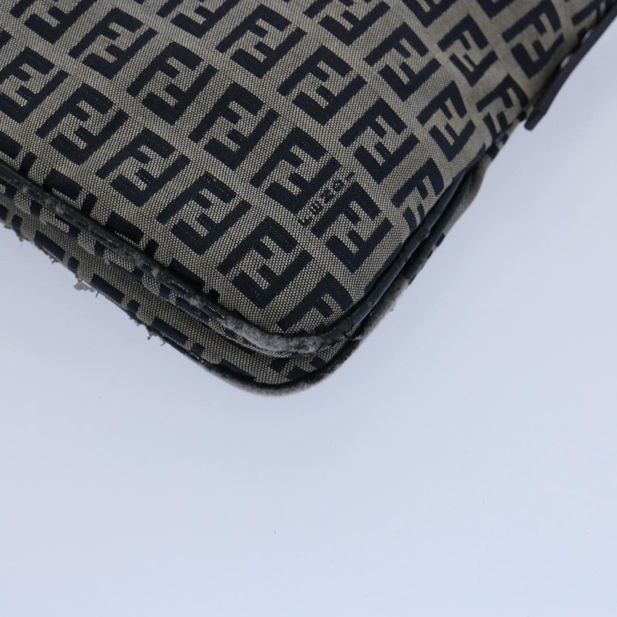 FENDI Zucchino Canvas Mamma Baguette Shoulder Bag Navy 62112
