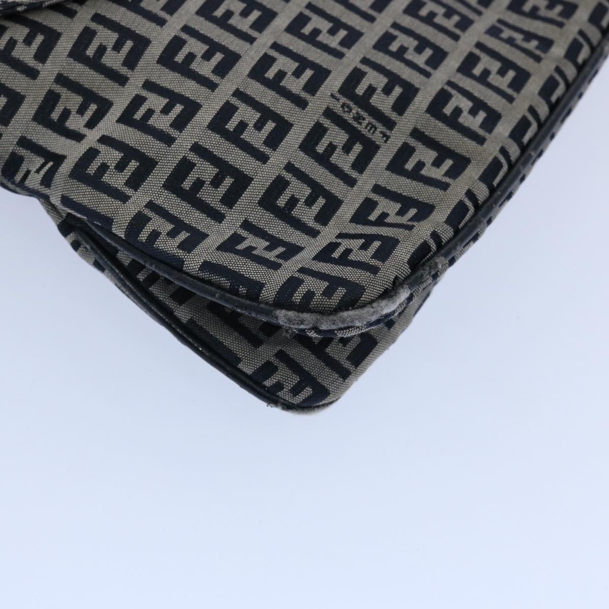 FENDI Zucchino Canvas Mamma Baguette Shoulder Bag Navy 62112