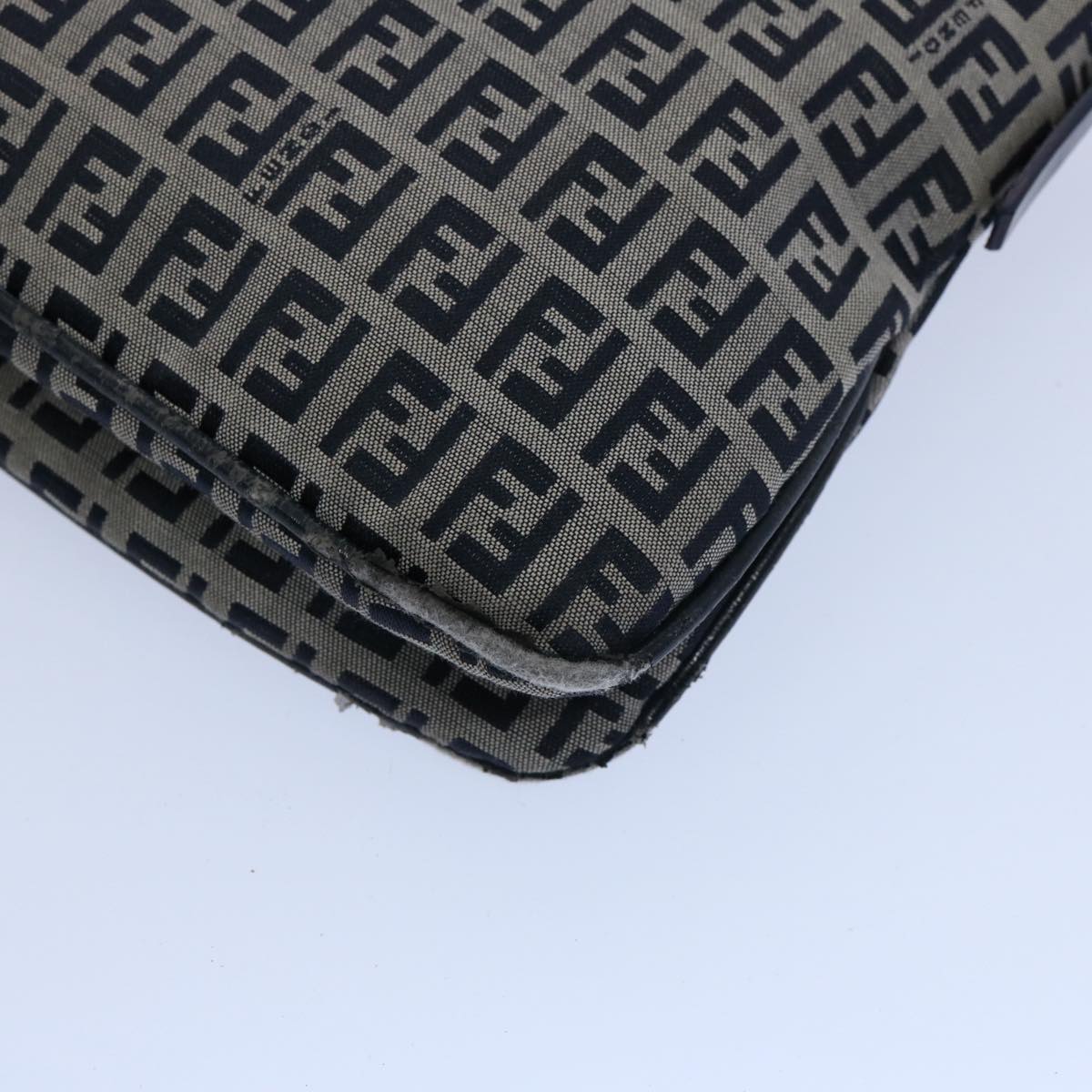 FENDI Zucchino Canvas Mamma Baguette Shoulder Bag Navy 62112