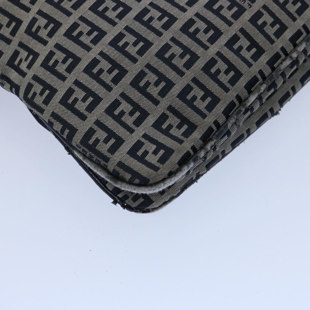 FENDI Zucchino Canvas Mamma Baguette Shoulder Bag Navy 62112