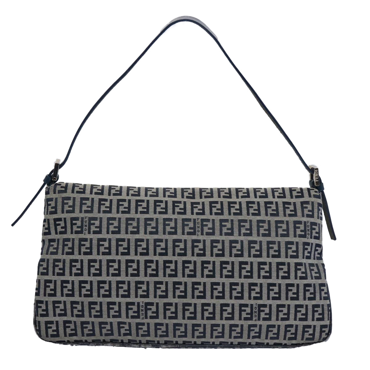 FENDI Zucchino Canvas Mamma Baguette Shoulder Bag Navy 62112