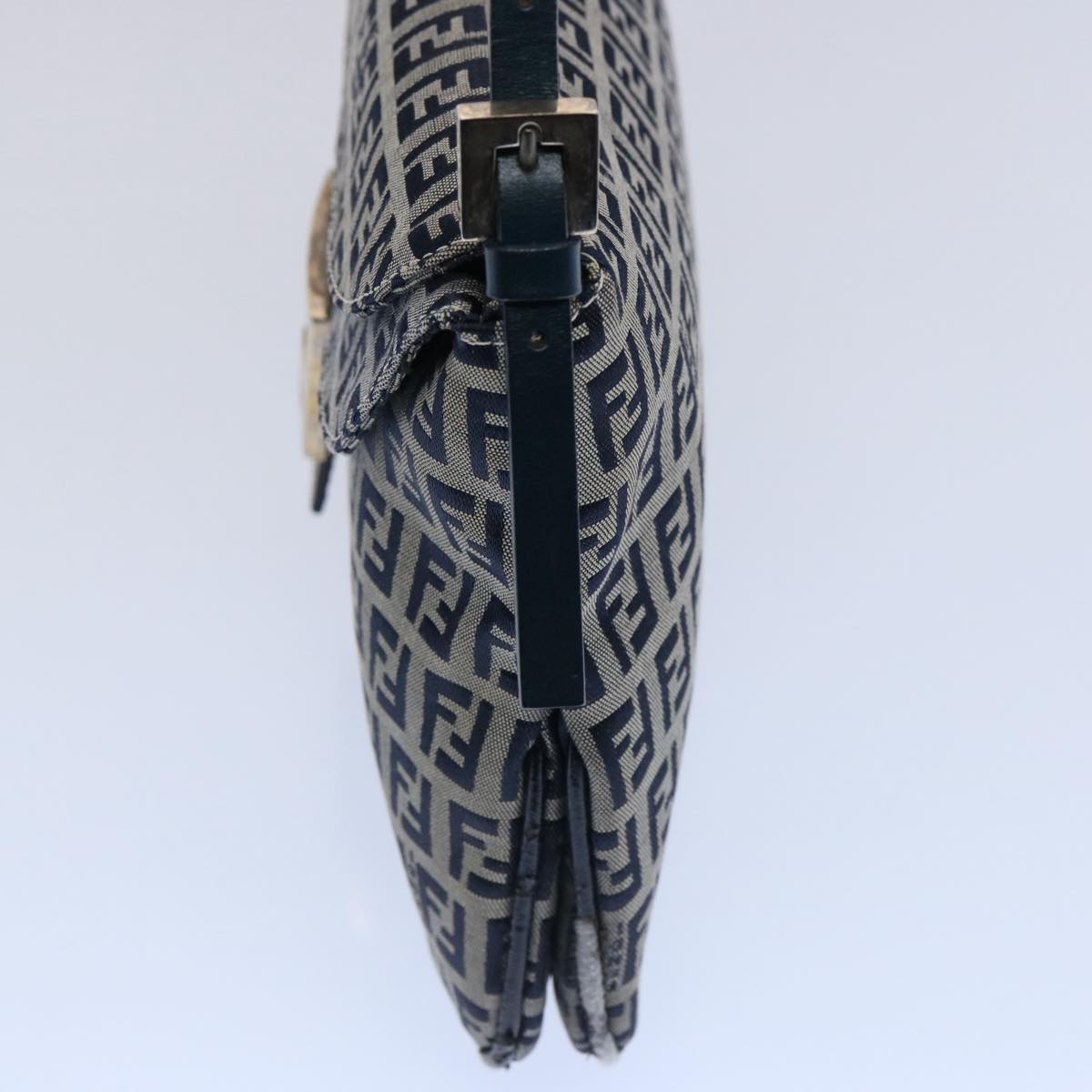 FENDI Zucchino Canvas Mamma Baguette Shoulder Bag Navy 62112