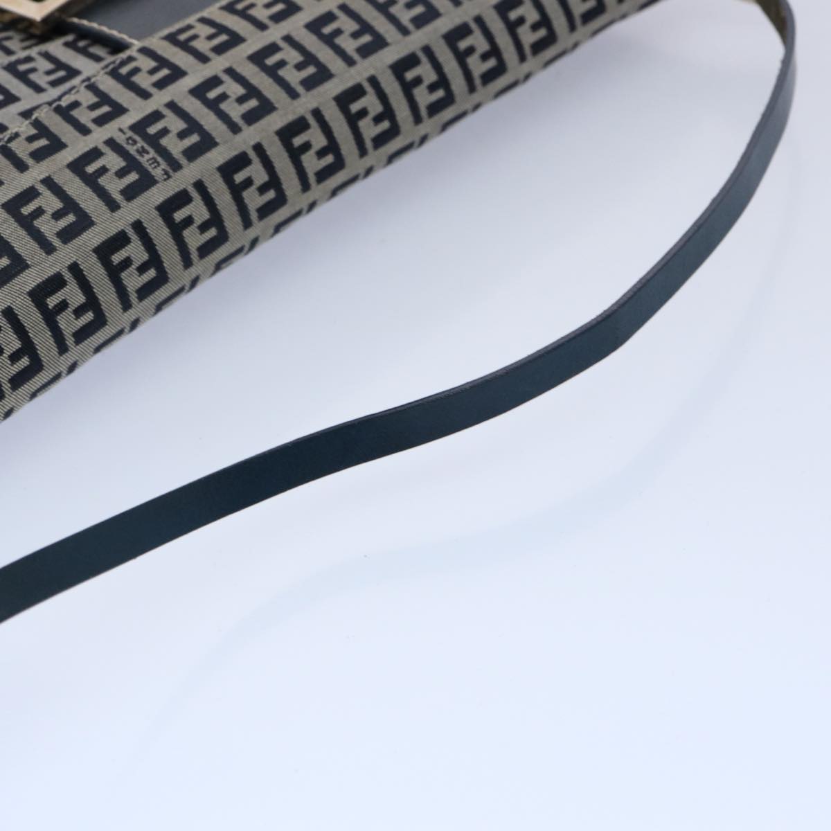 FENDI Zucchino Canvas Mamma Baguette Shoulder Bag Navy 62112
