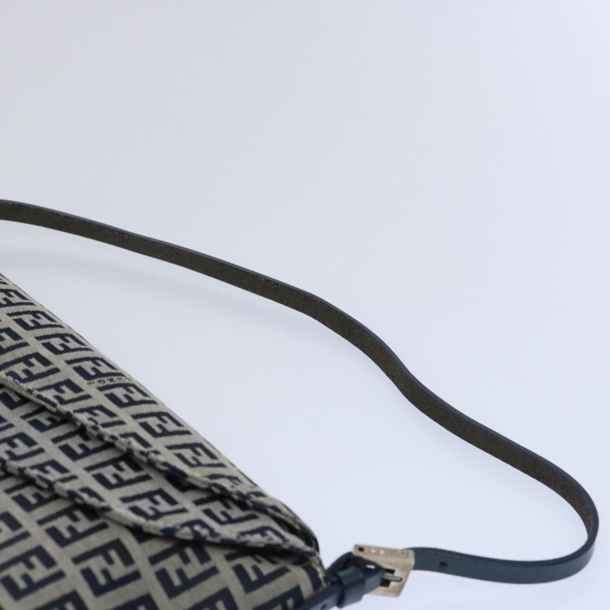 FENDI Zucchino Canvas Mamma Baguette Shoulder Bag Navy 62112