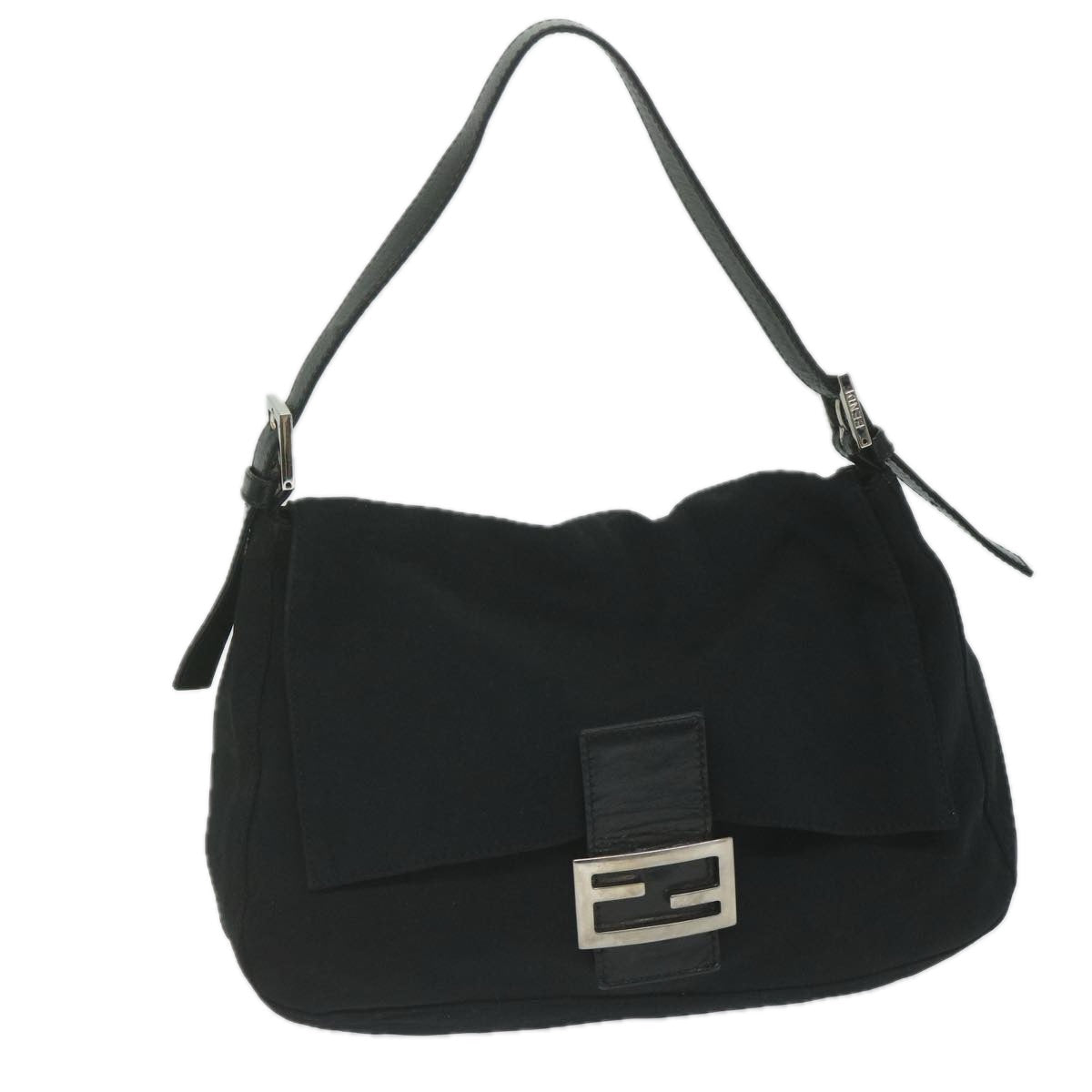 FENDI Mamma Baguette Shoulder Bag Nylon Black 62129