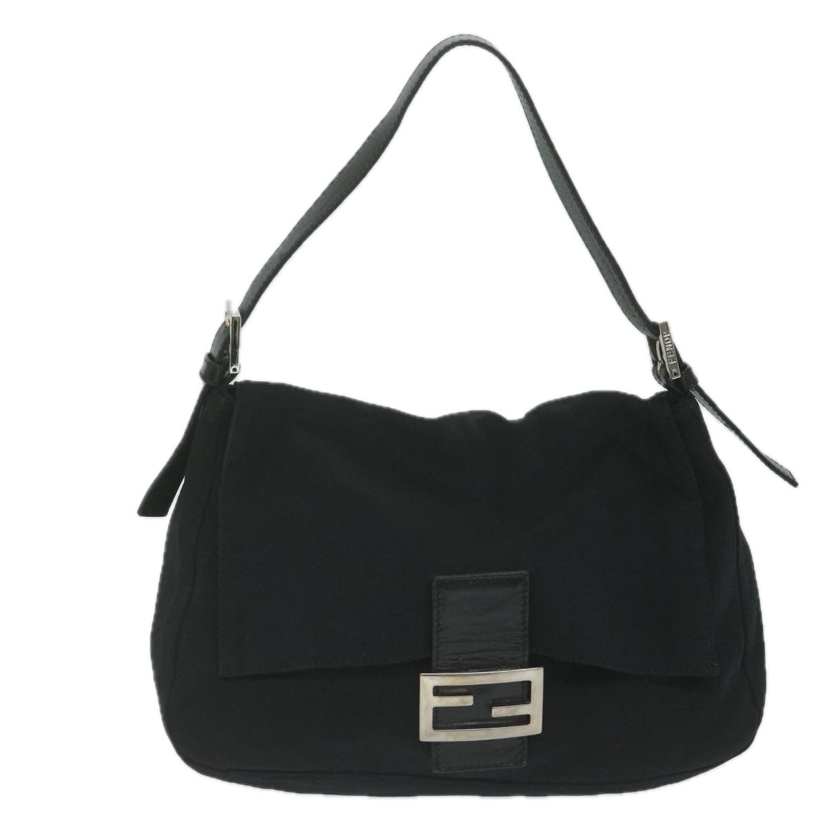 FENDI Mamma Baguette Shoulder Bag Nylon Black 62129