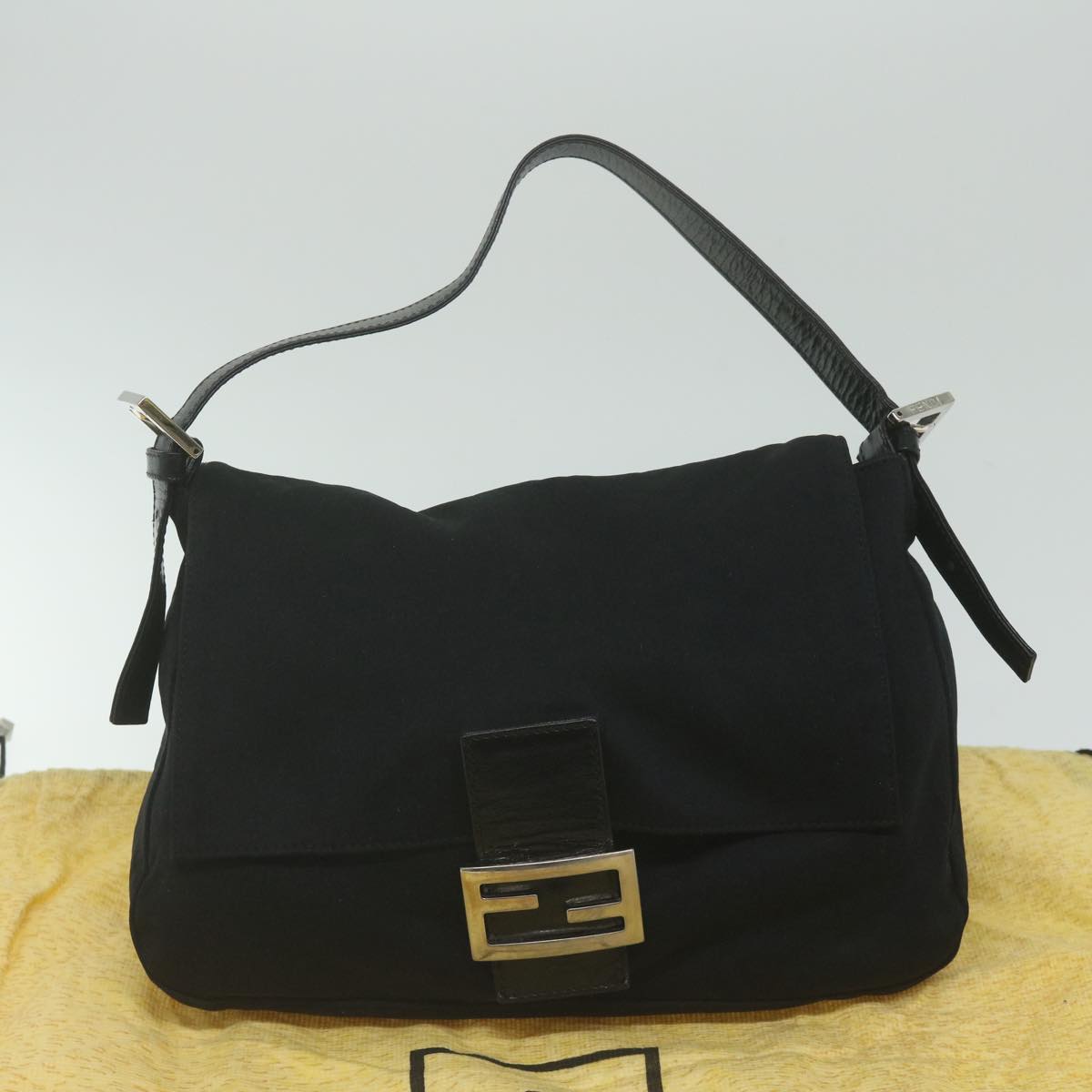 FENDI Mamma Baguette Shoulder Bag Nylon Black 62129