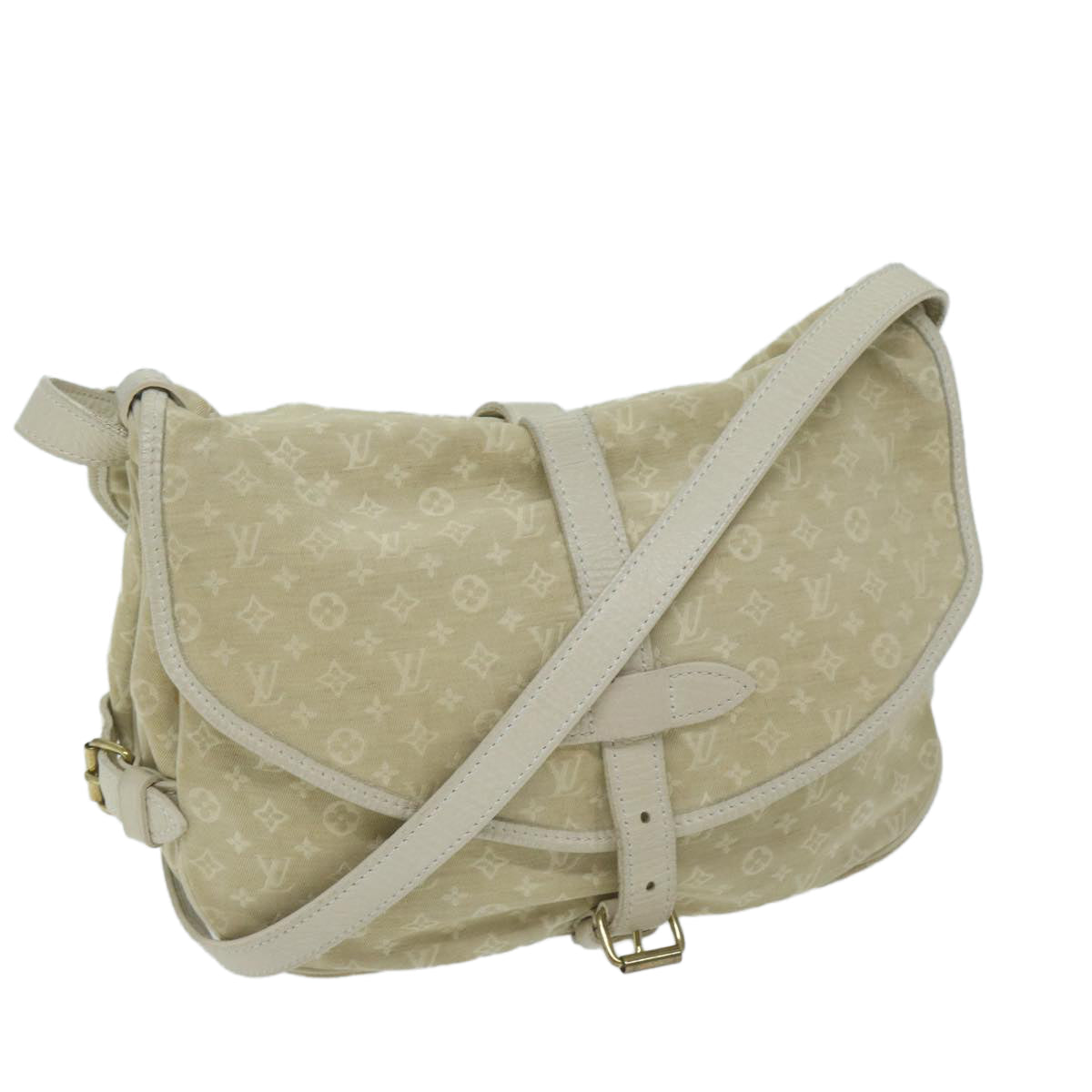 LOUIS VUITTON Monogram Mini Lin Saumur PM Shoulder Bag Ivory M95314 62201