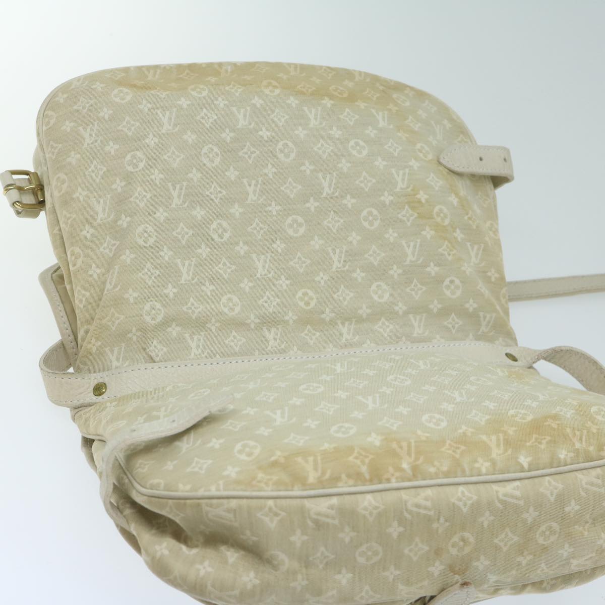 LOUIS VUITTON Monogram Mini Lin Saumur PM Shoulder Bag Ivory M95314 62201