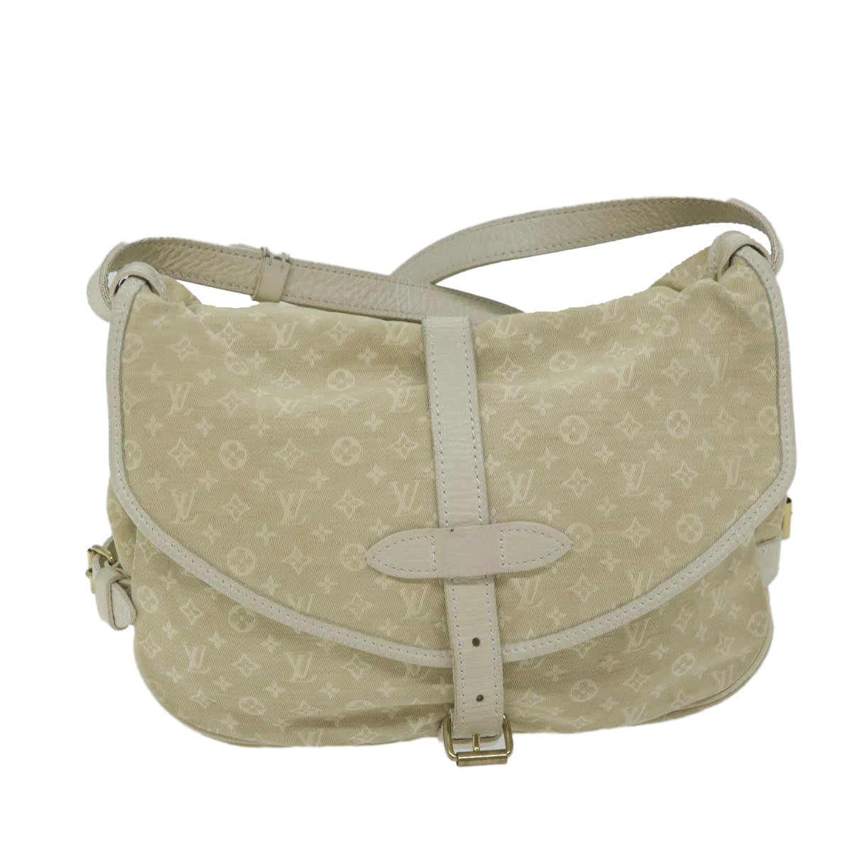LOUIS VUITTON Monogram Mini Lin Saumur PM Shoulder Bag Ivory M95314 62201