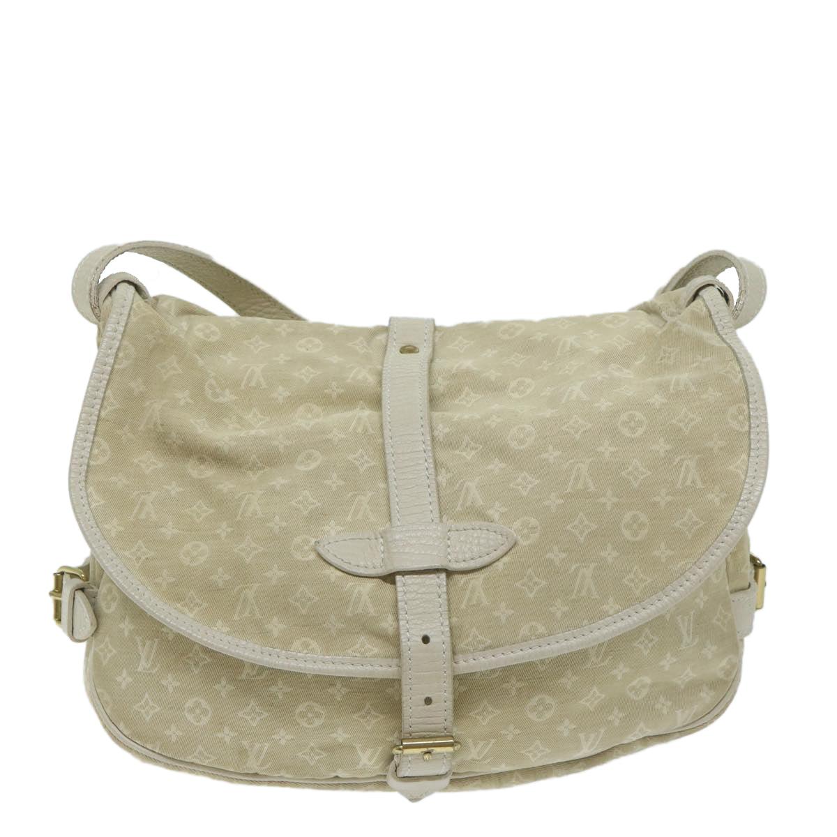 LOUIS VUITTON Monogram Mini Lin Saumur PM Shoulder Bag Ivory M95314 62201
