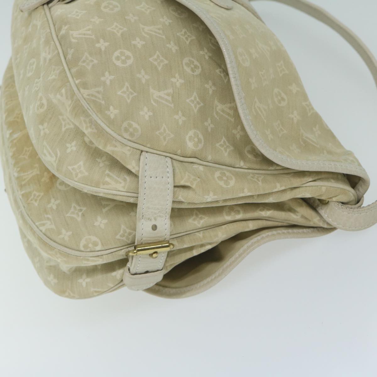LOUIS VUITTON Monogram Mini Lin Saumur PM Shoulder Bag Ivory M95314 62201