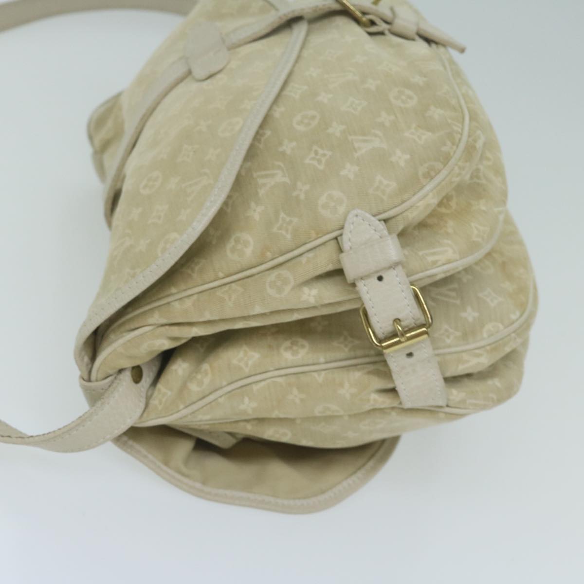 LOUIS VUITTON Monogram Mini Lin Saumur PM Shoulder Bag Ivory M95314 62201