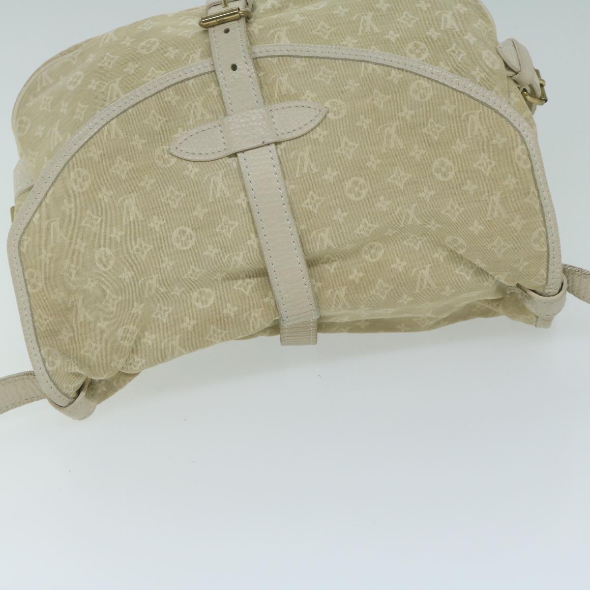 LOUIS VUITTON Monogram Mini Lin Saumur PM Shoulder Bag Ivory M95314 62201