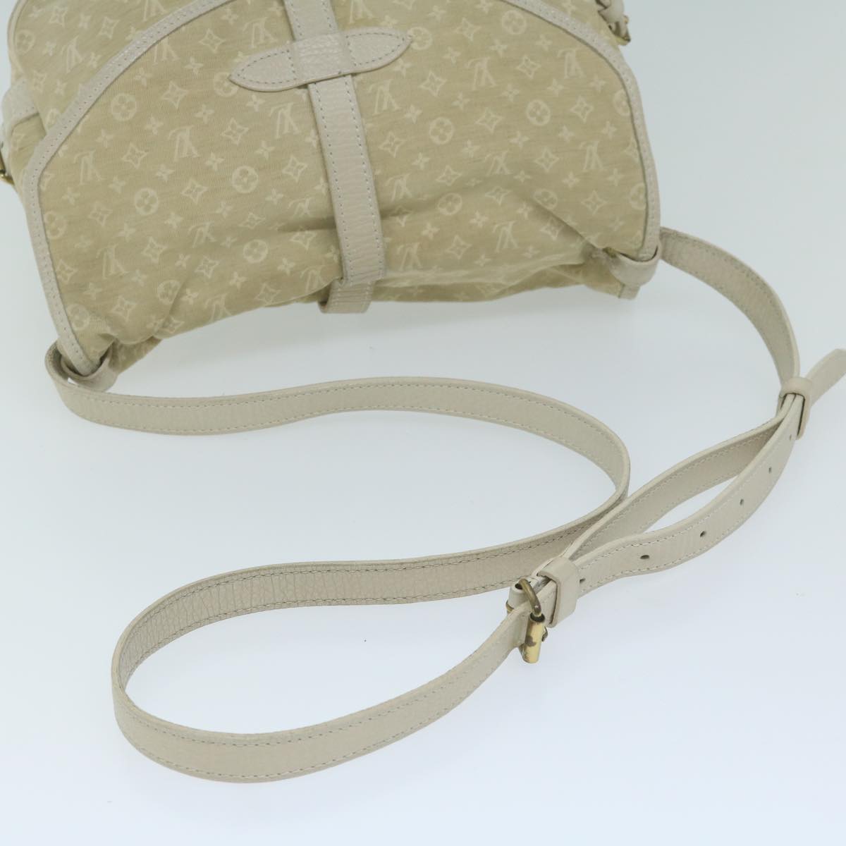 LOUIS VUITTON Monogram Mini Lin Saumur PM Shoulder Bag Ivory M95314 62201