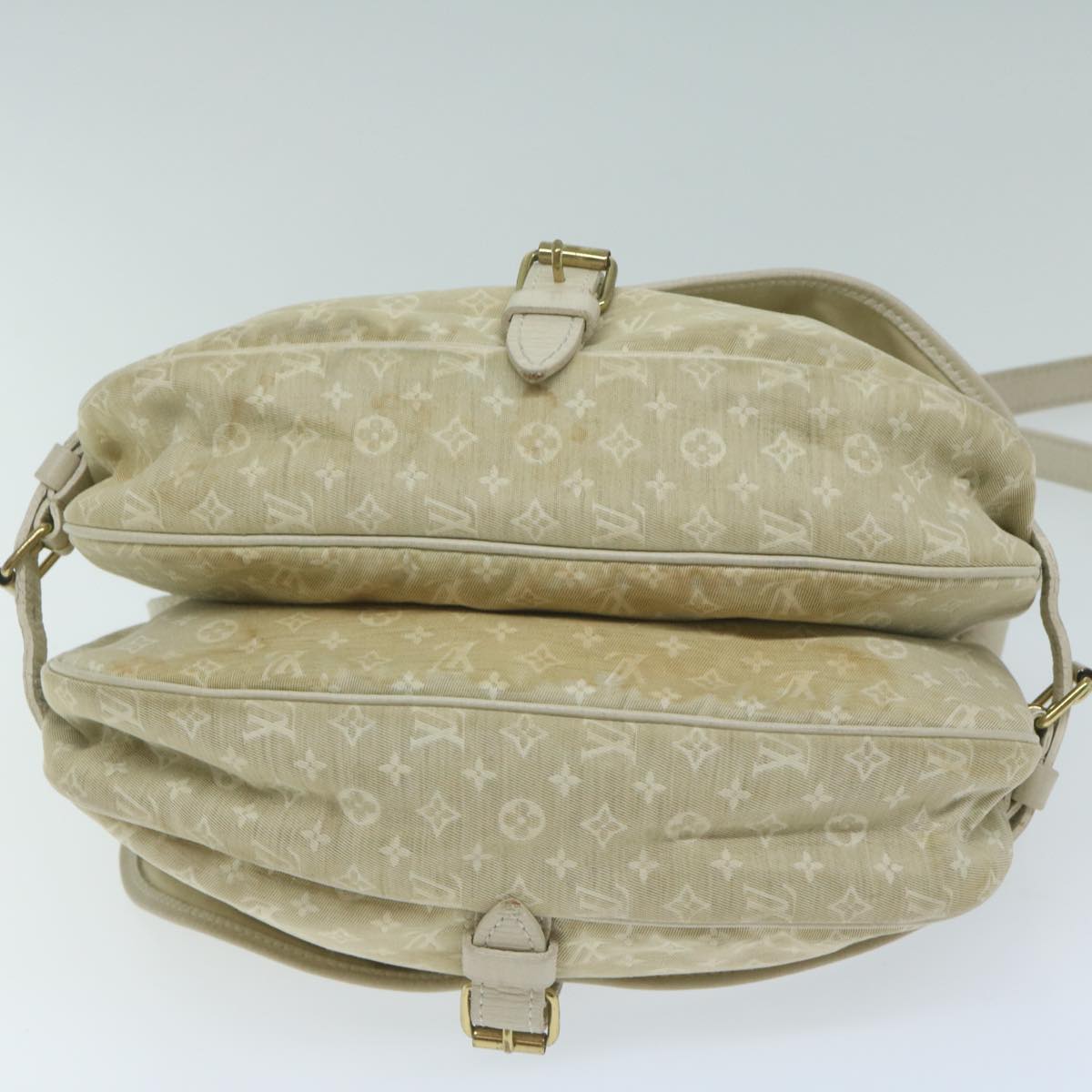 LOUIS VUITTON Monogram Mini Lin Saumur PM Shoulder Bag Ivory M95314 62201