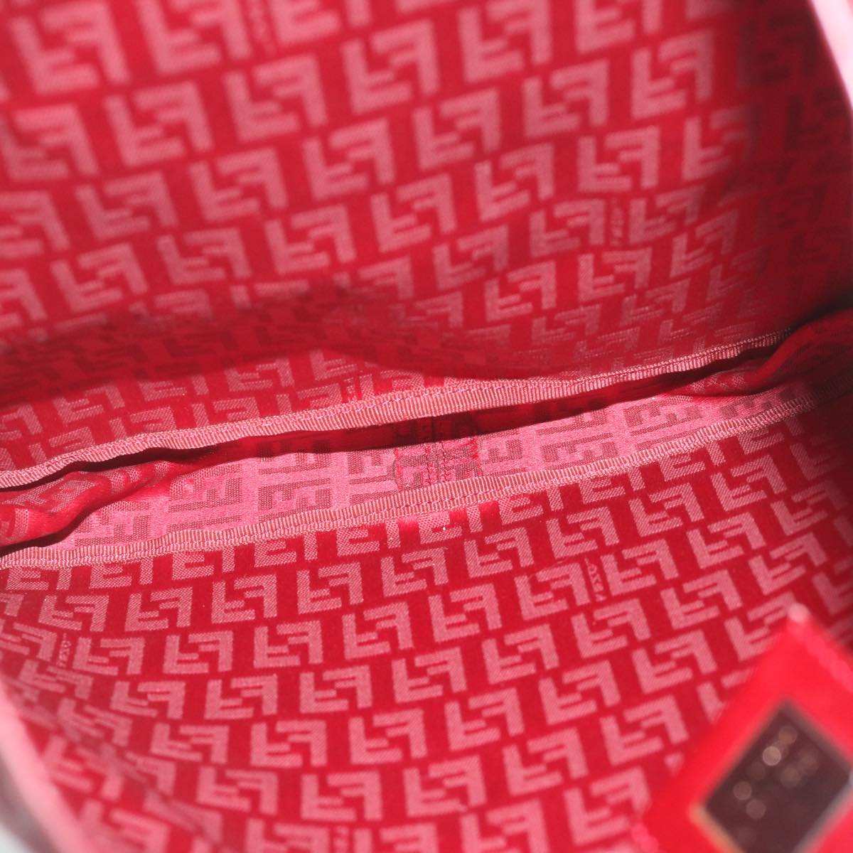 FENDI Zucchino Canvas Hand Bag Red 62237