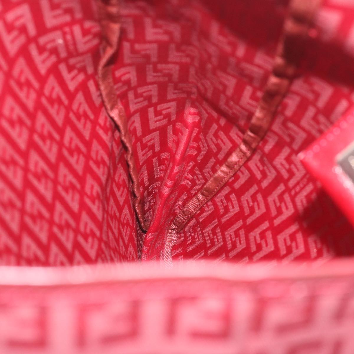 FENDI Zucchino Canvas Hand Bag Red 62237
