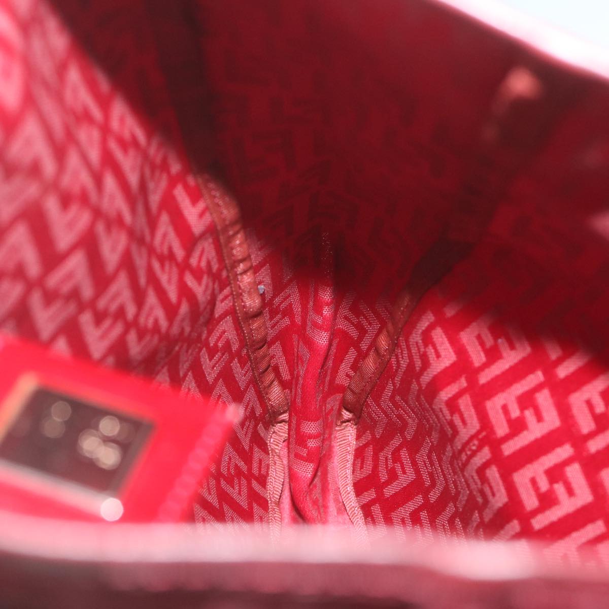 FENDI Zucchino Canvas Hand Bag Red 62237