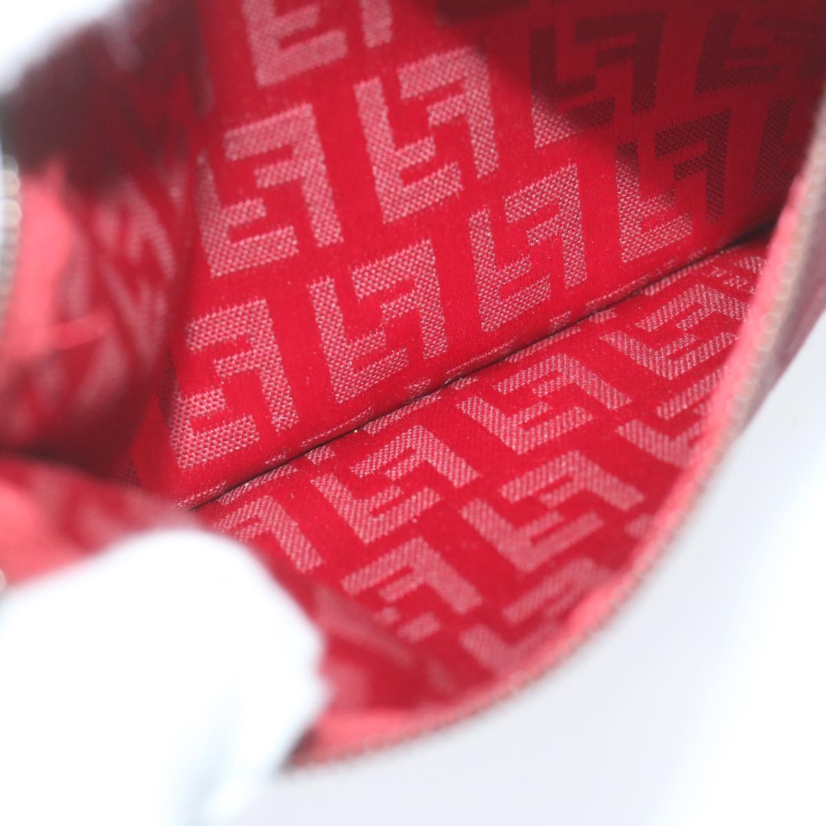 FENDI Zucchino Canvas Hand Bag Red 62237