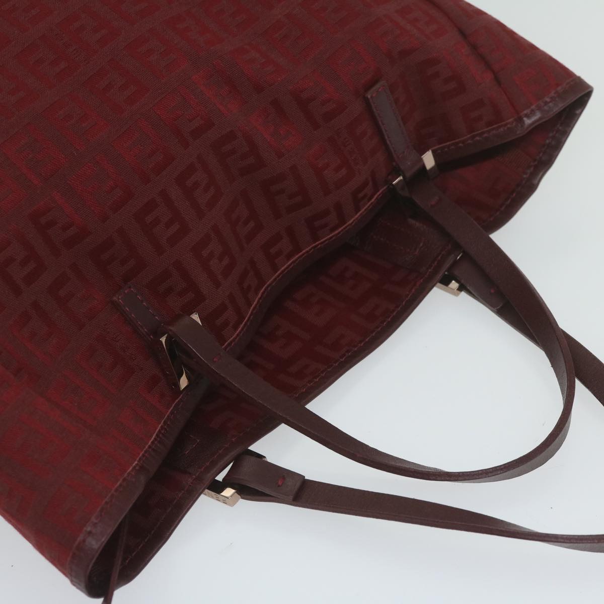 FENDI Zucchino Canvas Hand Bag Red 62237