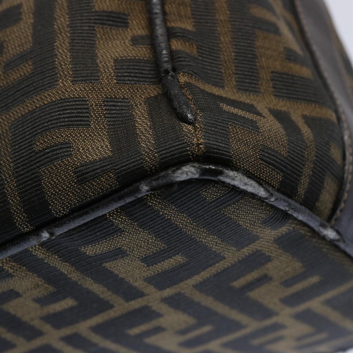 FENDI Zucca Canvas Vanity pouch Hand Bag Nylon Brown Black 62446