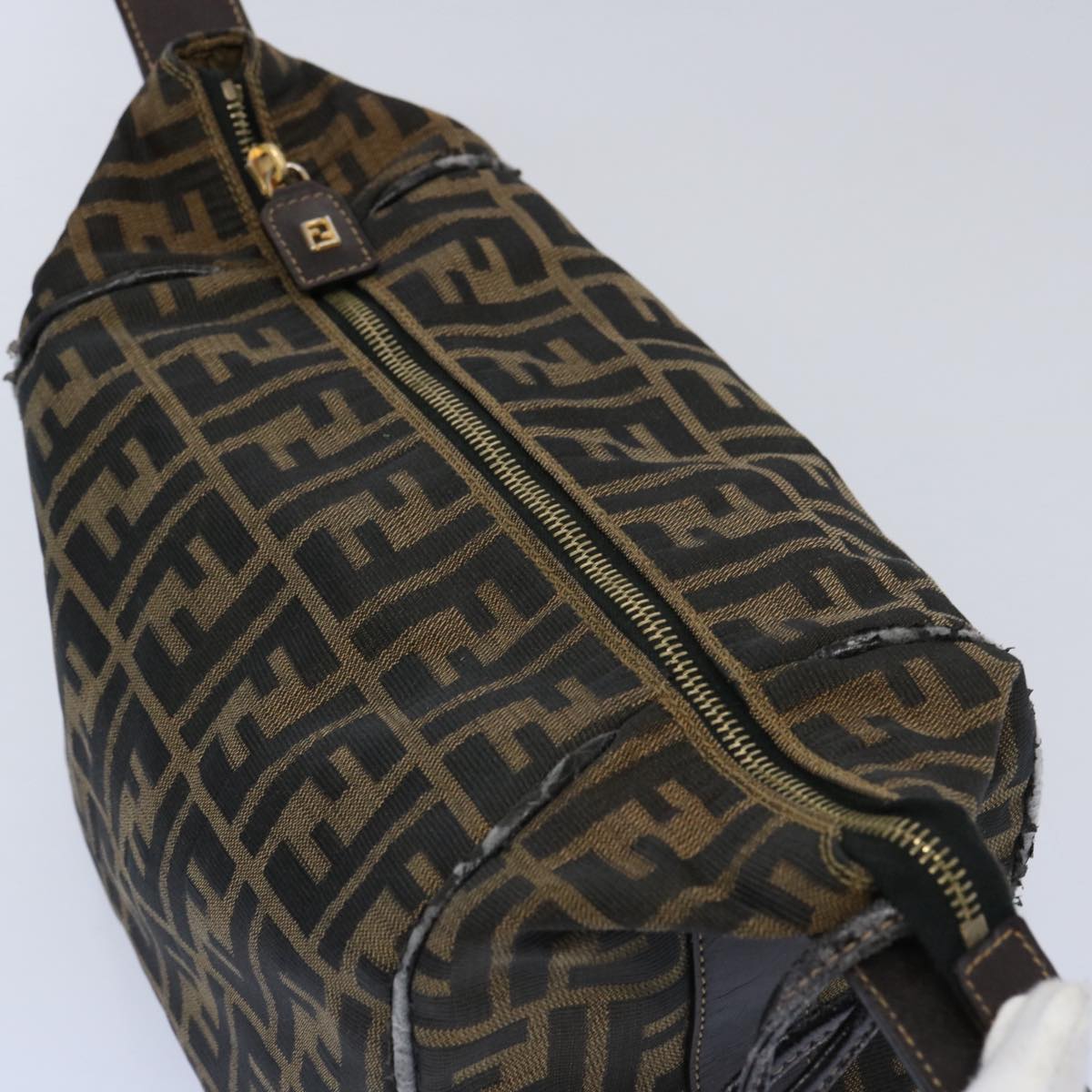 FENDI Zucca Canvas Vanity pouch Hand Bag Nylon Brown Black 62446