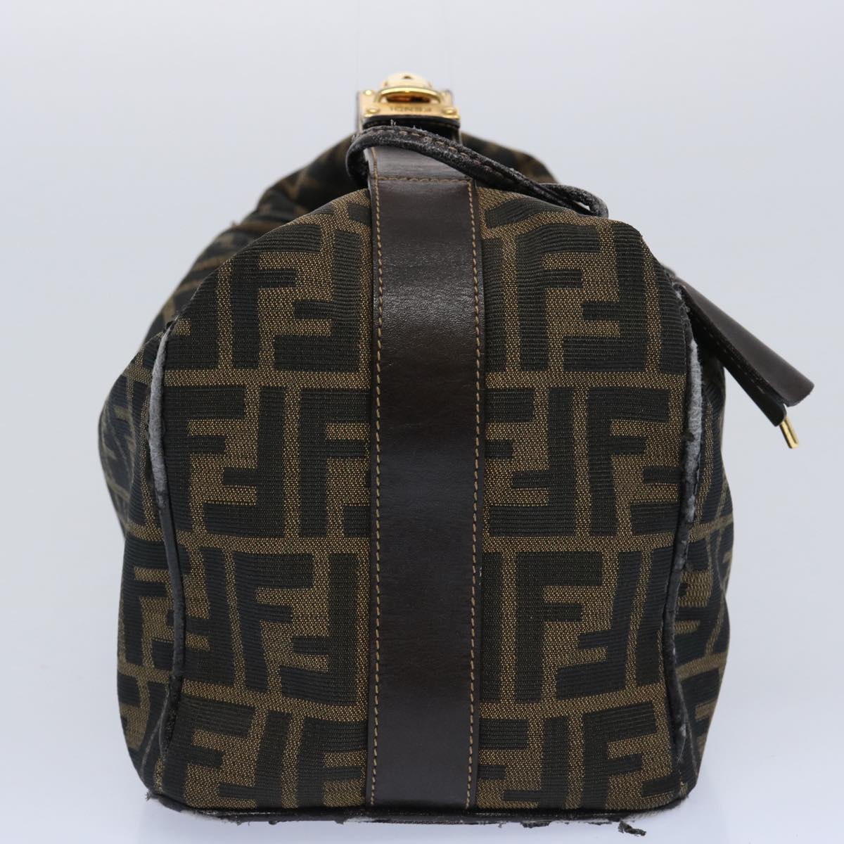FENDI Zucca Canvas Vanity pouch Hand Bag Nylon Brown Black 62446