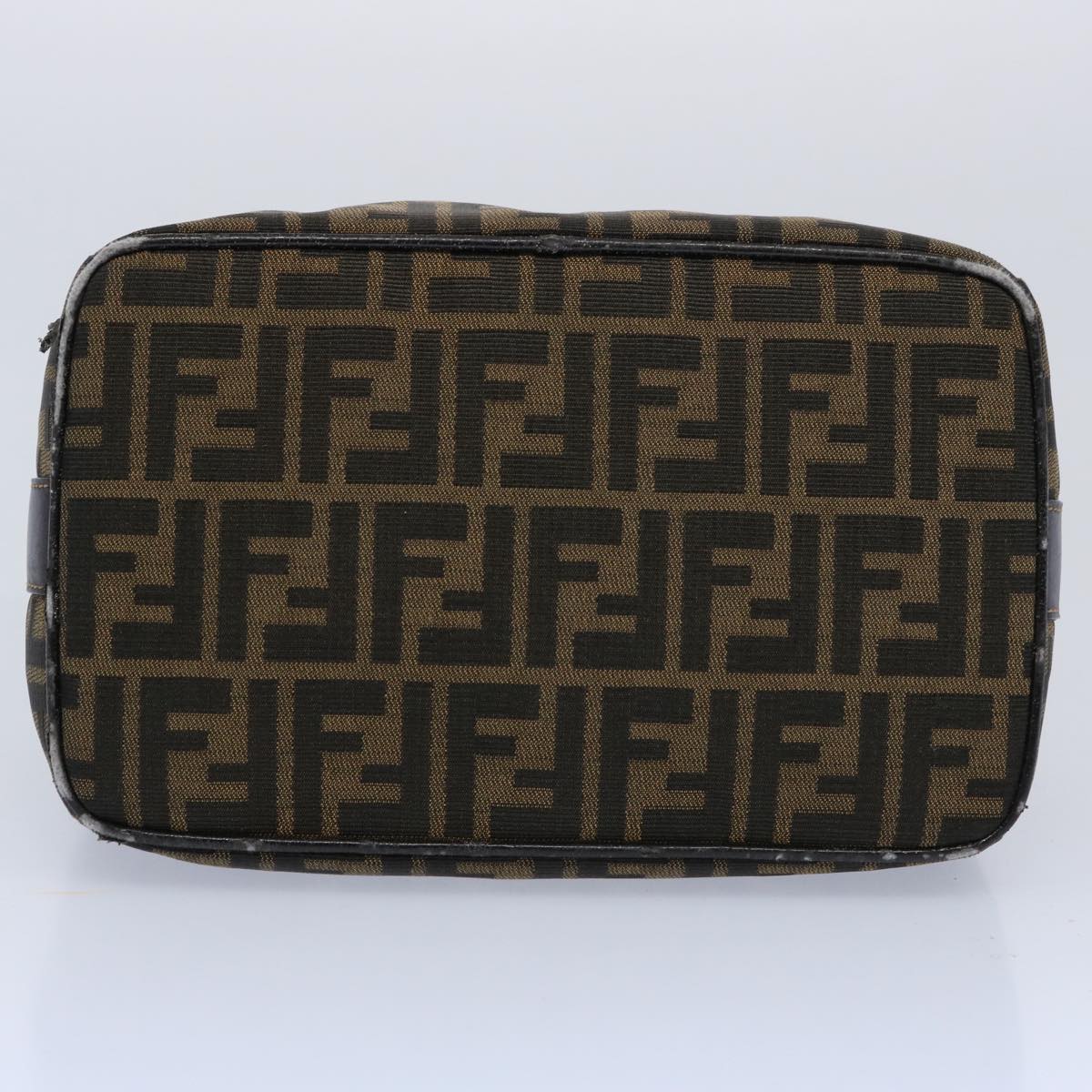 FENDI Zucca Canvas Vanity pouch Hand Bag Nylon Brown Black 62446