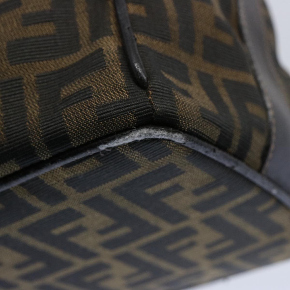 FENDI Zucca Canvas Vanity pouch Hand Bag Nylon Brown Black 62446