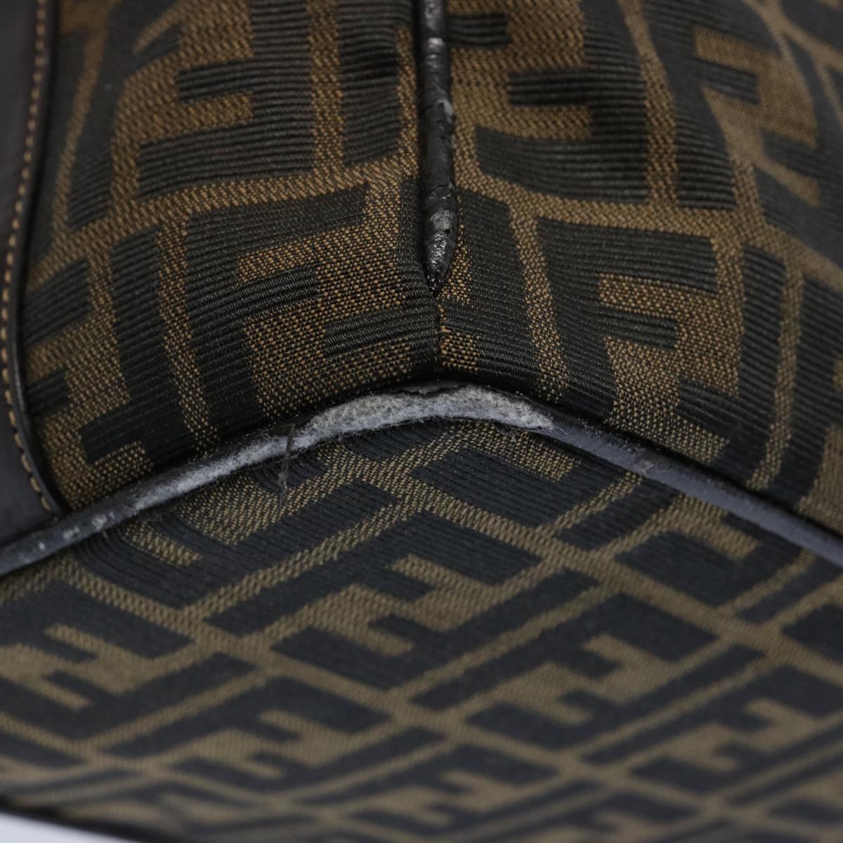 FENDI Zucca Canvas Vanity pouch Hand Bag Nylon Brown Black 62446
